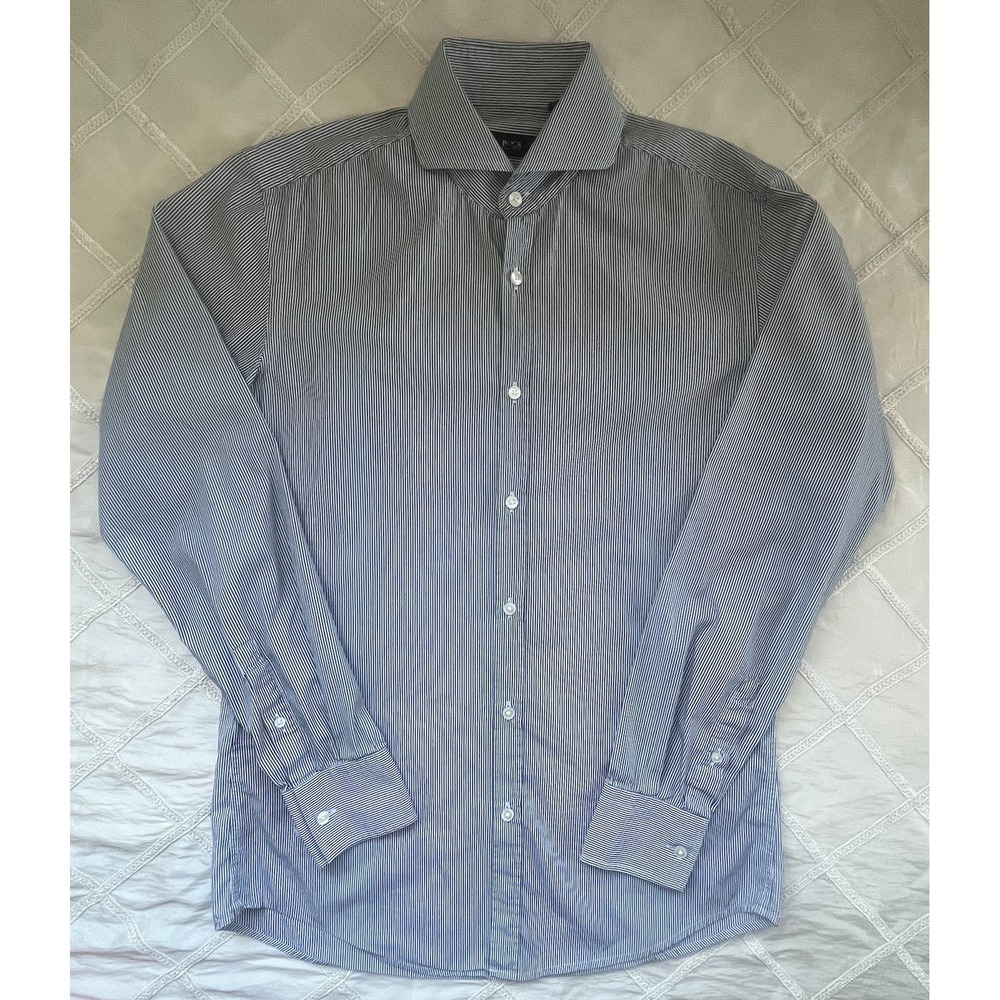 Hugo Boss Extra Slim Stretch Long Sleeve Gray Pin Stripe Button Up Dress Shirt
